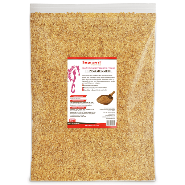 Supravit Leinsamenmehl Ergänzungsfuttermittel für Pferde, 5 Kilogramm Packung.
