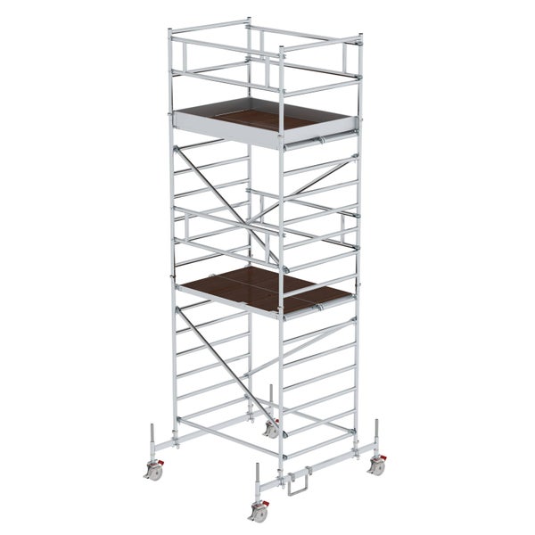 Rollgerüst mit zwei Arbeitsplattformen für Bauarbeiten