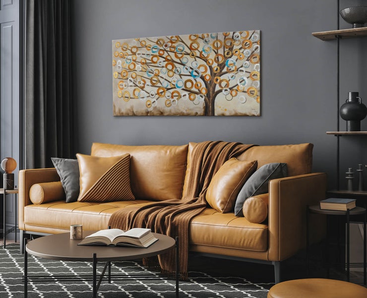 Handgemaltes Gemälde Acrylfarbe 140x70cm Beige