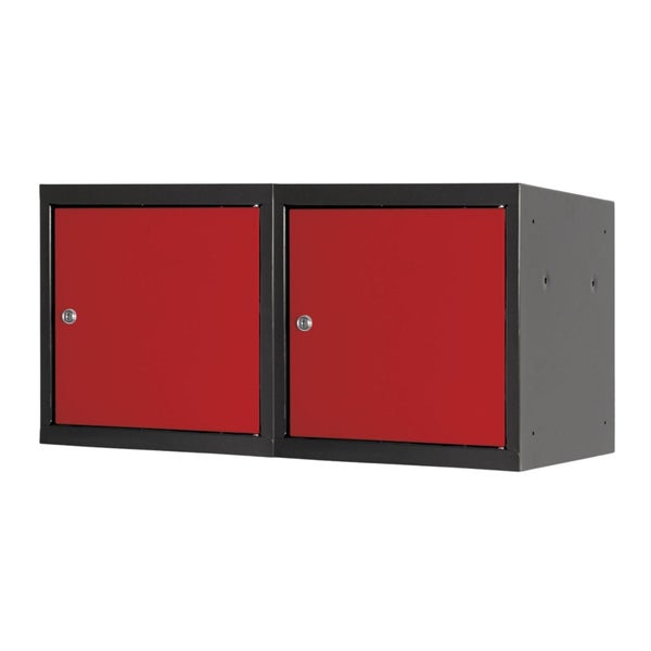 PROREGAL Mega Deal | 2x Schließfachwürfel Blocky mit Zylinderschloss + 2 Schlüssel | HxBxT 40x40x40cm | Anthrazit/Verkehrsrot | Tresor, Schließfach