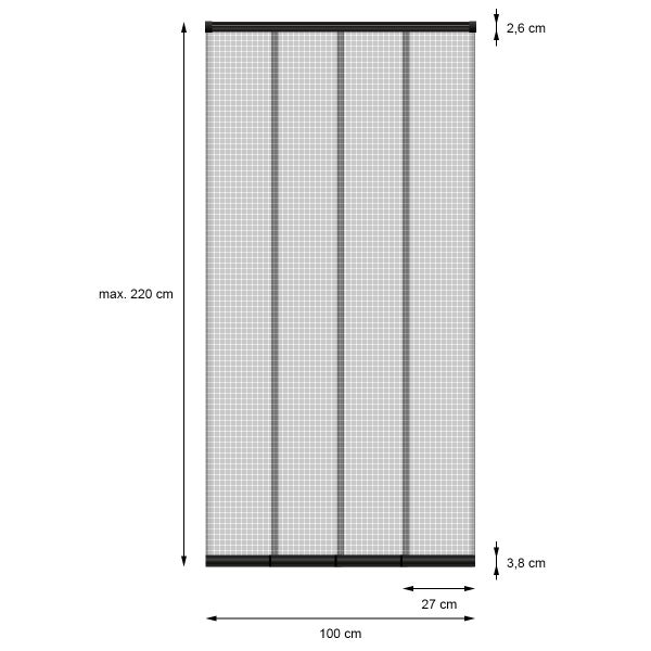 ECD Germany Insektenschutz Lamellenvorhang Türvorhang für Türen - 100x220 cm - individuell kürzbar - 4-teiliger Vorhang - mit randverstärkten Fiberglas-Lamellen - Fliegengitter Insektenschutz Vorhang