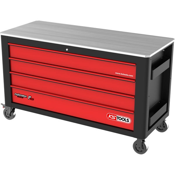 KS TOOLS PERFORMANCEplus P40 SCHWARZ/ROT Werkstattwagen mit 4 Schubladen - 873.6008