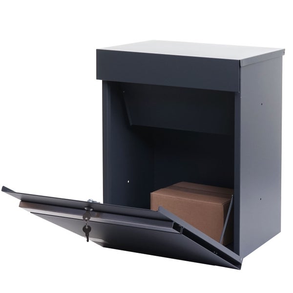 Paketbriefkasten mit geöffneter Tür und Paket