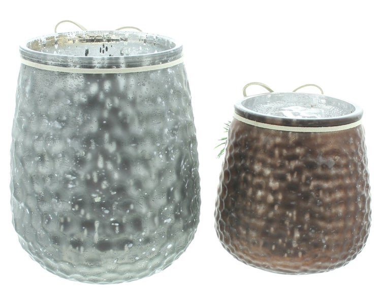 Dekorative Windlichter aus Glas, zwei Stück