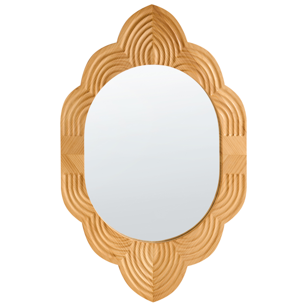 Ovaler Spiegel mit Holzrahmen