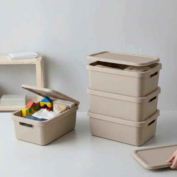 Stapelbare Aufbewahrungsboxen mit Deckel für Ordnung und Lagerung