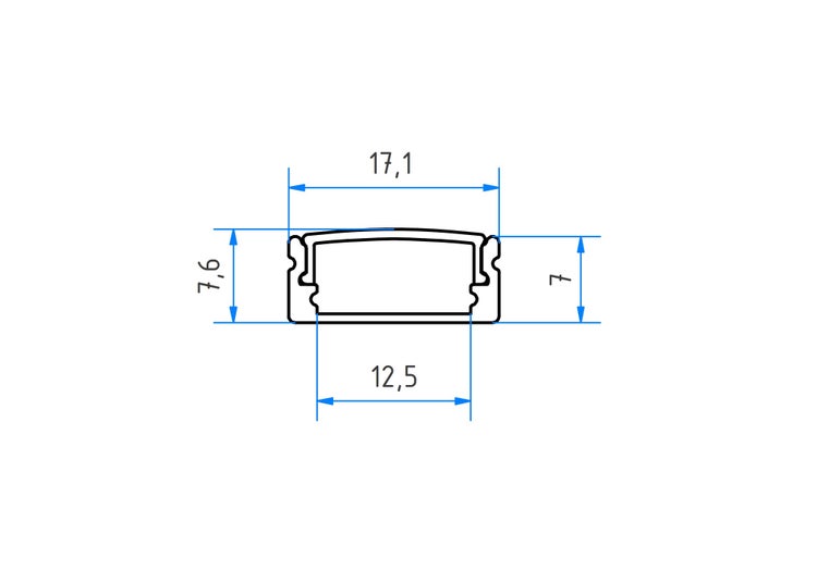 Led Alu Profil 2 m AF Set Strip / Streifen 12 mm breit | Abdeckung mattiert