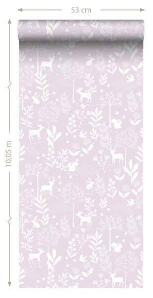 Tapetenrolle mit Waldtiermuster, 53 cm breit, 10,05 m lang