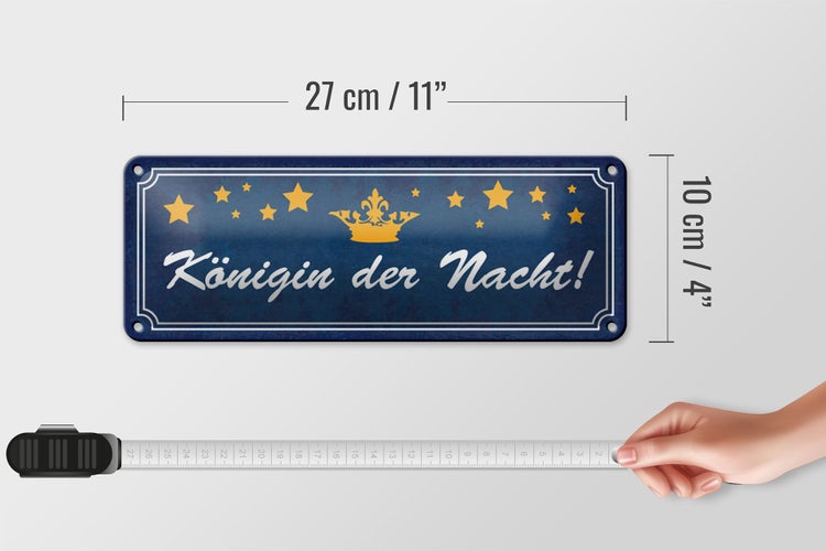 Blechschild Spruch 27x10cm Königin der Nacht Sterne Krone Dekoration