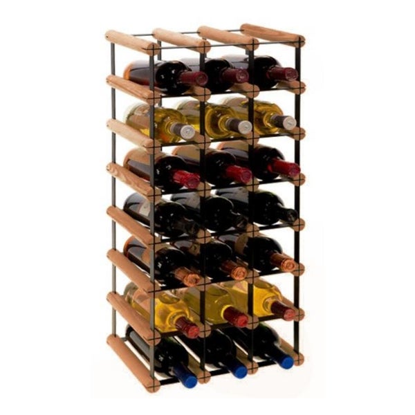 PROREGAL Modulares Weinregal Vinotega Mod Metal HxBxT 72,5 x 32,5 x 24,5 cm 3 x 7 Flaschen Massives Kiefernholz Braun Geölt