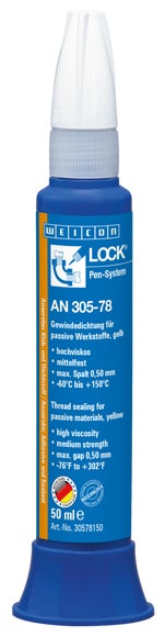 WEICONLOCK® AN 305-78 Rohr- und Gewindedichtung|für passive Werkstoffe, mittelfest, mit Trinkwasserzulassung|50 ml|gelb