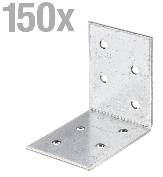 Winkelverbinder aus verzinktem Stahl, 150 Stück, robuster Holzverbinder für stabile Konstruktionen.