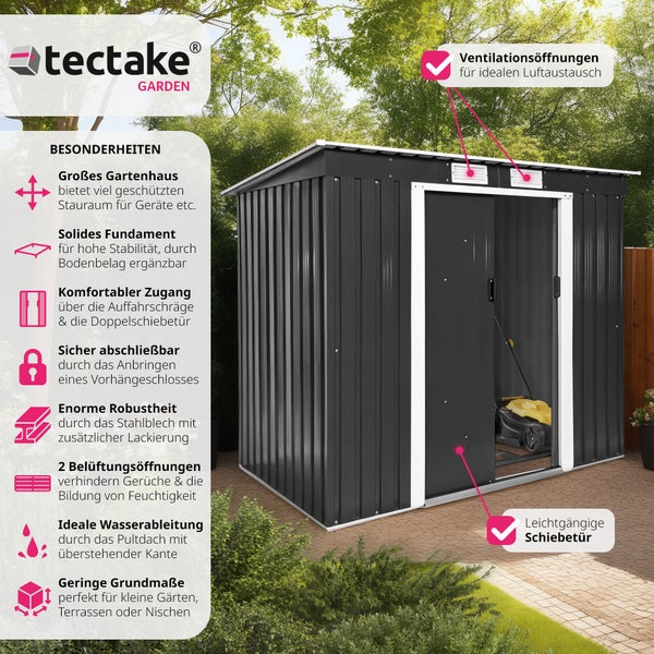 tectake Gartenhaus mit Belüftungsöffnungen und Schiebetür