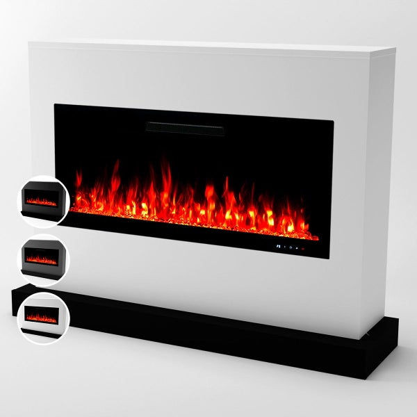 Glow Fire Elektrokamin 'Zeus106' | LED Standkamin in grau mit Heizung (1500 W) | HxBxT: 100x135x35 cm