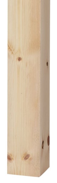 Kantholz aus Nadelholz mit sichtbarer Maserung und Astlöchern, ideal als Konstruktionsholz für Bauvorhaben.