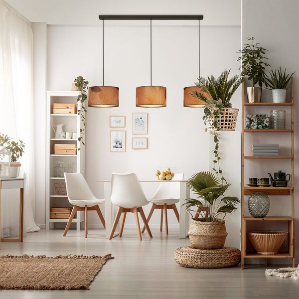 Briloner Mata Pendelleuchte, Blätterdekor, 3-Flammig, Boho-Stil, E27 Fassung, Caffefarben, 110 x 25 x 120 cm