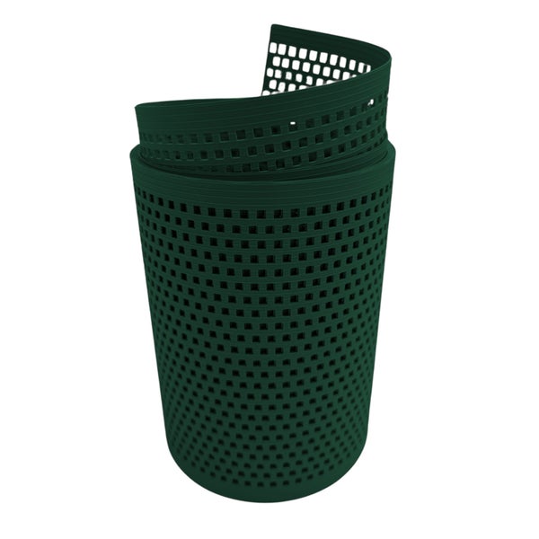 Draufsicht auf eine perforierte grüne Rasenkante auf einer Rolle