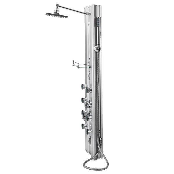 Duschpaneel tectake  Antikalktechnik aus Aluminium silber