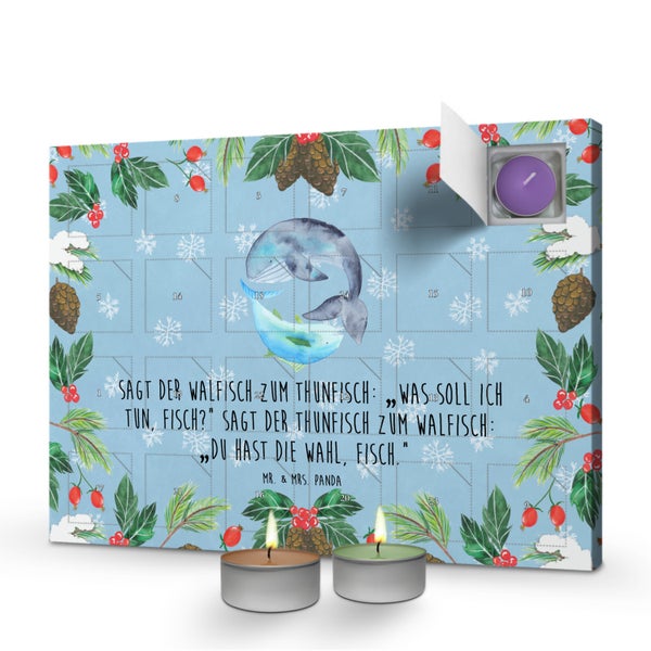 Mr. & Mrs. Panda Duftkerzen Adventskalender Walfisch Thunfisch - Blau Pastell