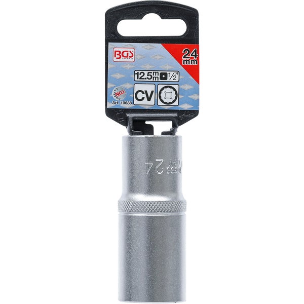 BGS Steckschlüssel-Einsatz Zwölfkant tief Antrieb Innenvierkant 12,5 mm (1/2) SW 24 mm - 10688