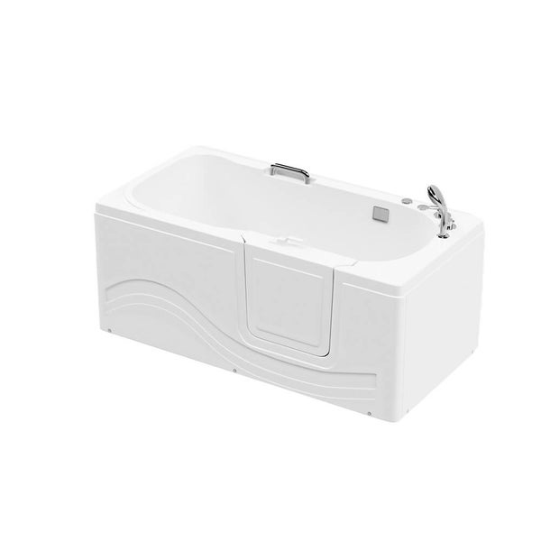 Senioren Badewanne mit Einstiegstür und integrierter Armatur in moderner Optik für barrierefreies Baden.