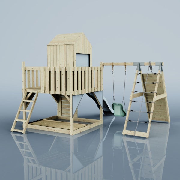 OutdoorToys Spielturm Ida aus Holz in Blau Babyschaukel