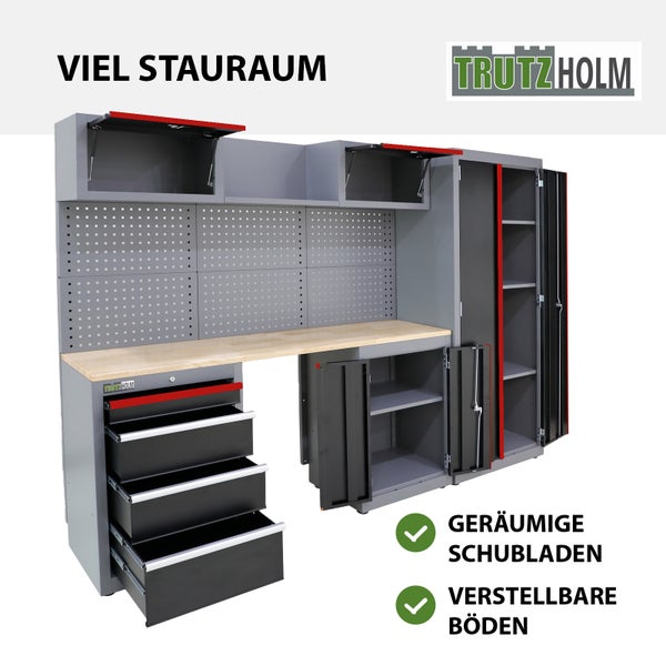 Werkstattwand 13-tlg. Werkstattschranksystem modular 260 x 183 cm Stahl Werkstatteinrichtung in rot