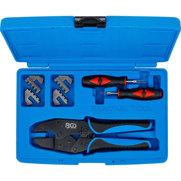 BGS Technic Aderendhülsenzange Set in blauem Koffer mit verschiedenen Werkzeugen