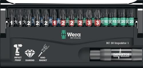 Wera Bit-Check mit verschiedenen Schrauberbits und Impaktor Technologie
