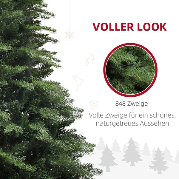 Künstlicher Weihnachtsbaum mit 848 dichten Zweigen für ein naturgetreues Aussehen.