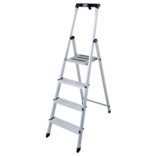Aluminium Leiter mit vier Stufen und einer Plattform