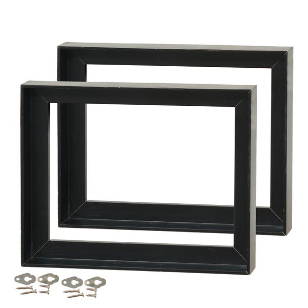 Schattenfugen Rahmen Black 2er Set 44x34 cm (LxB) für Leinwände auf Keilrahmen schwarz