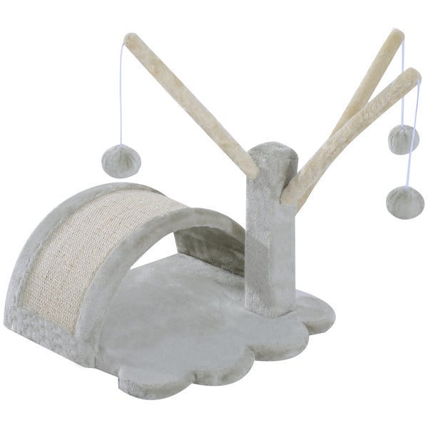 PawHut Kratzbaum Katzenkratzbaum Katzenkletterbaum Katze Sisal mit Plüsch bezogen Hellgrau Spanplatte 38x38x40 cm