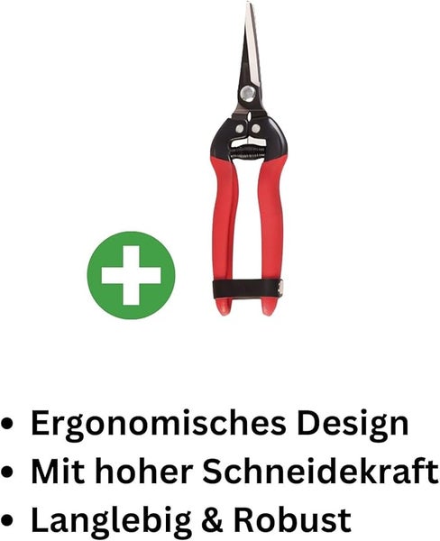 Gartenschere S-606 – Ernteschere mit gebogener SK5-Stahlklinge & rutschfestem Griff für Obst & Garten