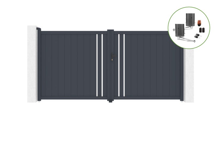 Flügeltor 3,5 m GIONA H.180 cm Aluminium + BUNKER B500 Motorisierung