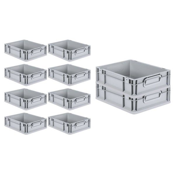 PROREGAL Spar Set 10x Eurobox Nextgen Economy Mit Scharnierdeckel & Gelben Schiebeschnappverschlüsse Griffe Geschlossen HxBxT 12 x 30 x 40 cm 11 Liter