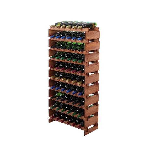 Weinregal VINOTECA FLEX PRO HxBxT 135x65x28cm 60 Flaschen auf 10 Ebenen Massives Kiefernholz Braun geölt