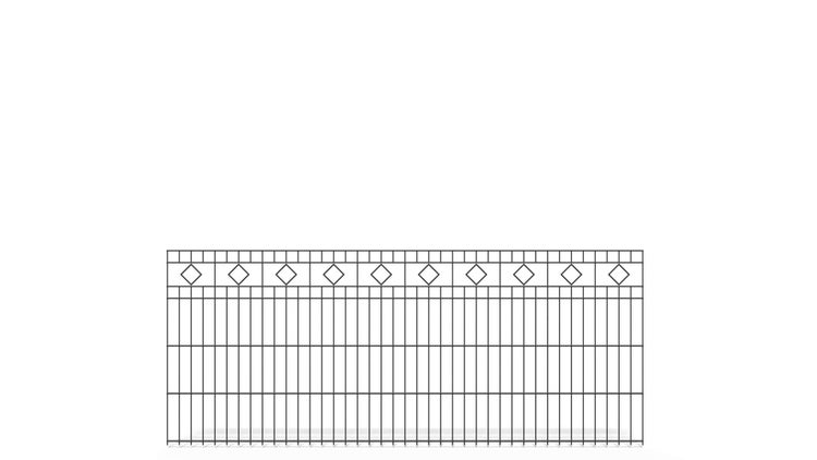 Doppelstabmatte 6/5/6 mit Raute ZAUNGURU BASIC-Linie, Schmuckzaun, Höhe: 83cm, Breite: 200,5cm, Doppelstabmattenzaun verzinkt und zusätzlich in RAL 7016 Anthrazitgrau pulverbeschichtet