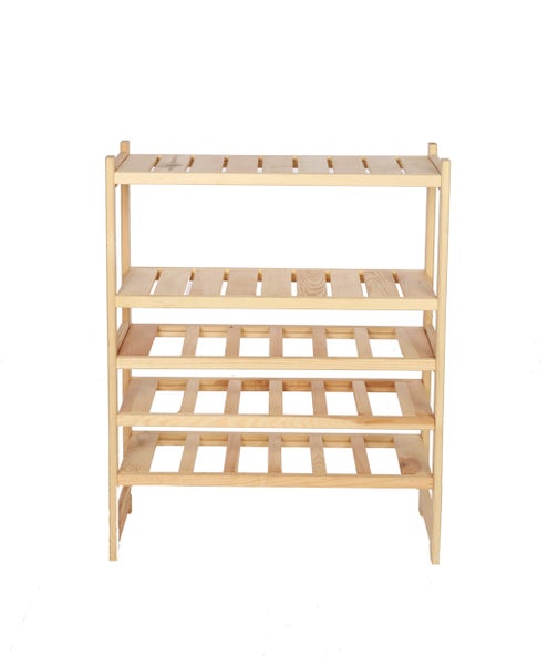PROREGAL Weinregal SPREEWALD HxBxT 86x70x33cm 18 Flaschen auf 3 Ebenen + 2 Ablagen Massives Kiefernholz Natur