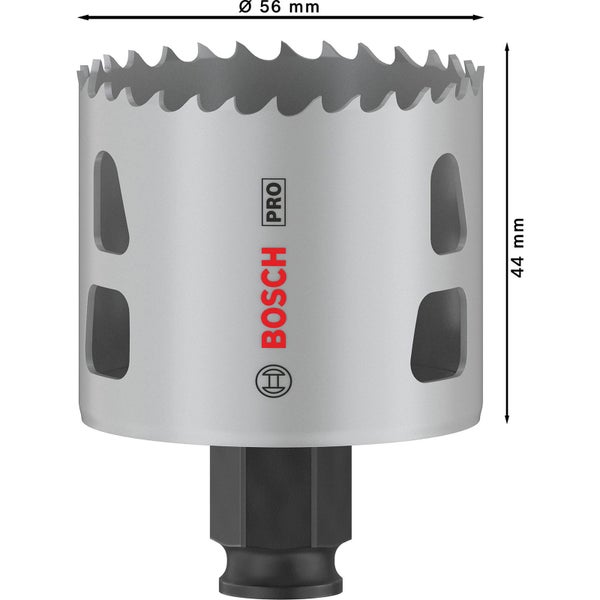 Bosch Pro Lochsäge mit einem Durchmesser von 56 mm und einer Höhe von 44 mm.