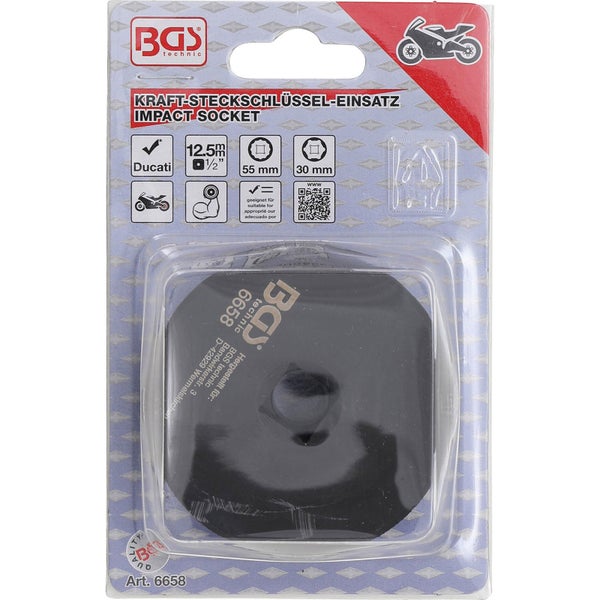 BGS Kraft-Steckschlüssel-Einsatz Sechskant / Zwölfkant 12,5 mm (1/2) für Ducati Radbefestigung SW 30 / 55 mm - 6658