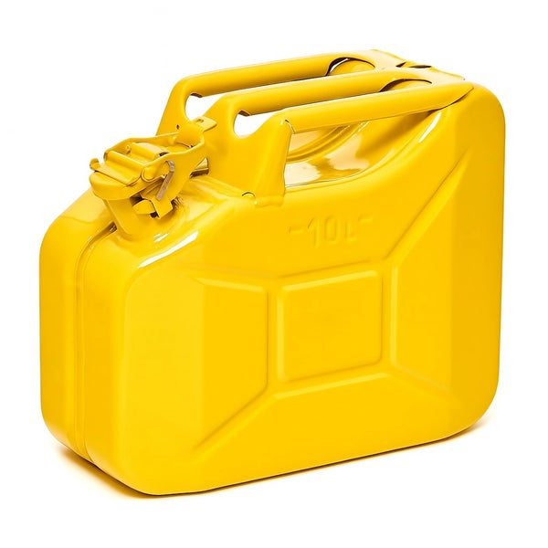 Gelber 10-Liter-Kraftstoffkanister aus Stahl