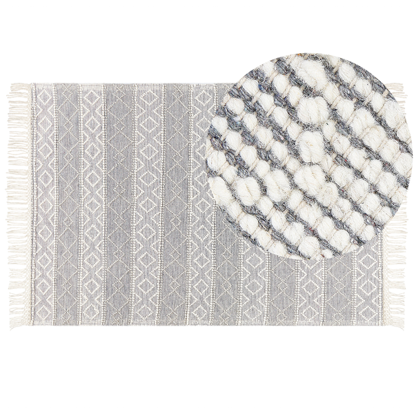 Teppich TONYA Grau 160 x 230 cm Wolle