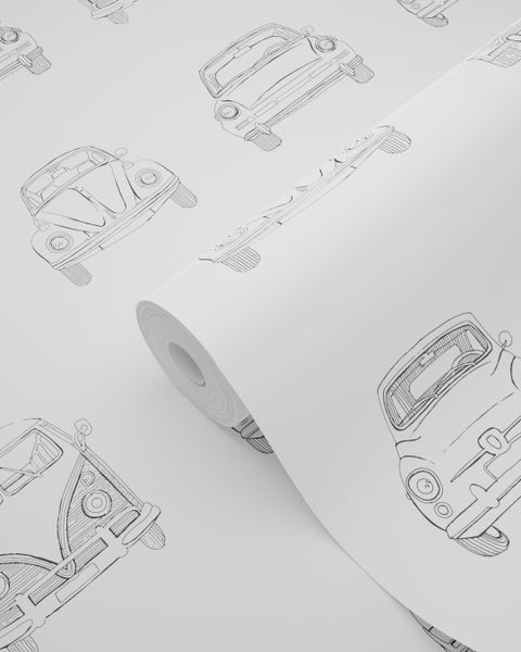 Tapetenrolle mit Oldtimer-Motiven