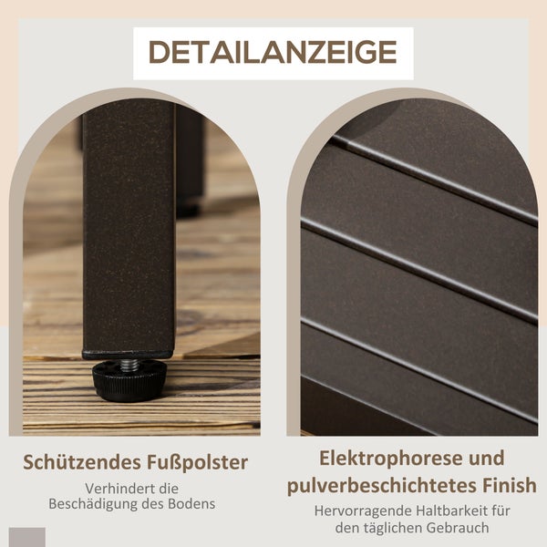 Outsunny Couchtisch, Gartentisch mit Holzoptik, Rechteckiger Kaffeetisch, Gartentisch für Balkon, Terrasse, Stahl, Braun, 91 x 51 x 46 cm