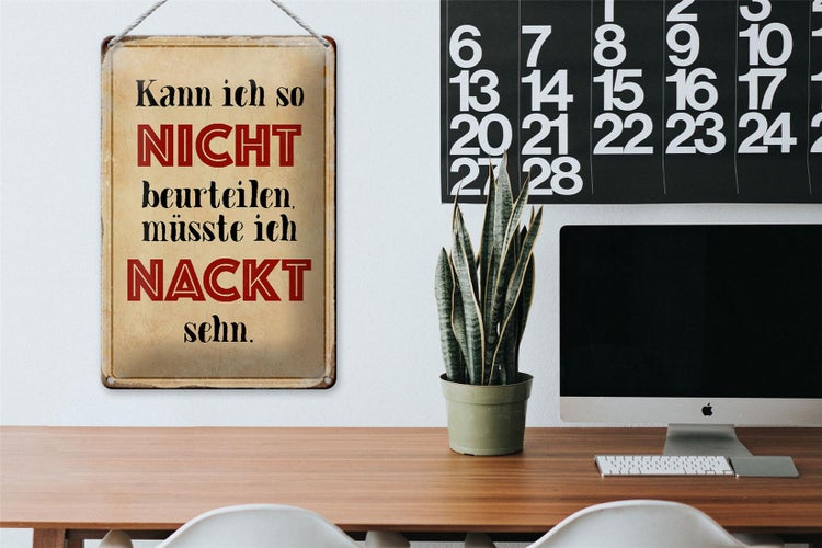 Blechschild Spruch 20x30cm kann so nicht muss nackt sehn