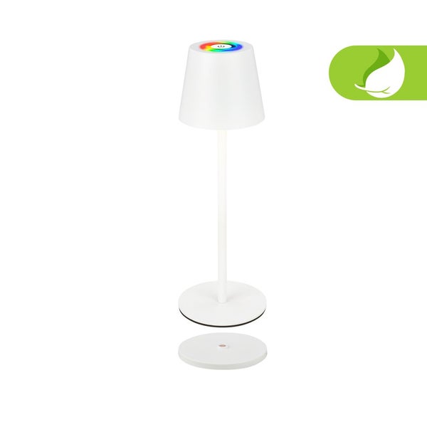Briloner Cilano RGBW LED Tischlampe kabellos IP44, Dimmbar, Touch, Kabellos, Spritzwasserschutz, Weiß, Ø12 x 36 cm