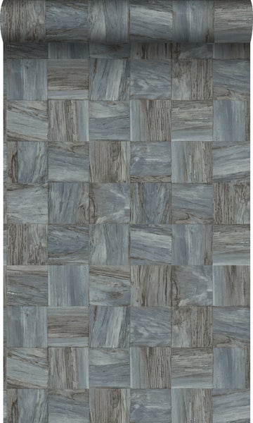 Origin Wallcoverings Öko-Strukturtapete quadratische Holzstücke Hellgrau - 53 cm x 10,05 m - 347514