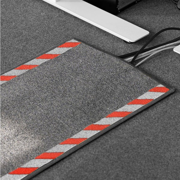 FLOORDIREKT Kabelmatte mit Warnumrandung - Rollenware - Sicherheitsmatte für Büro und Lager - Rot-Weiß - 40 x 700 cm
