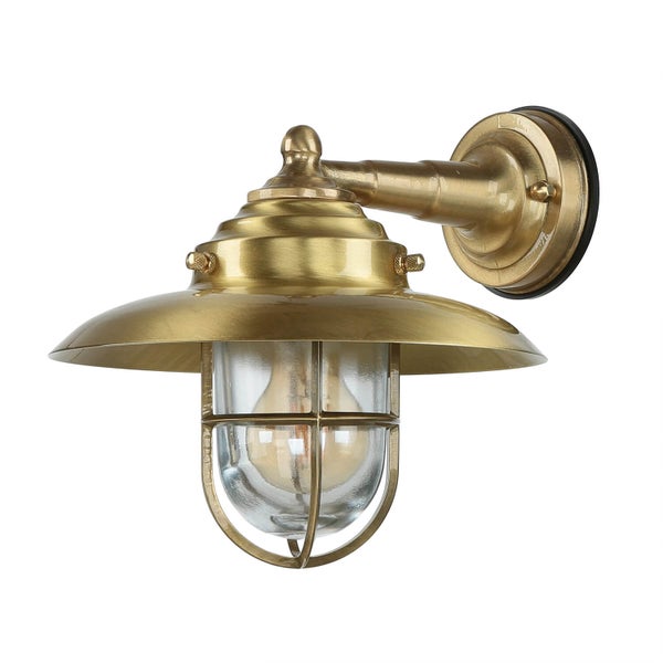 Messingfarbene Wandleuchte im Vintage-Stil mit Lampenschirm